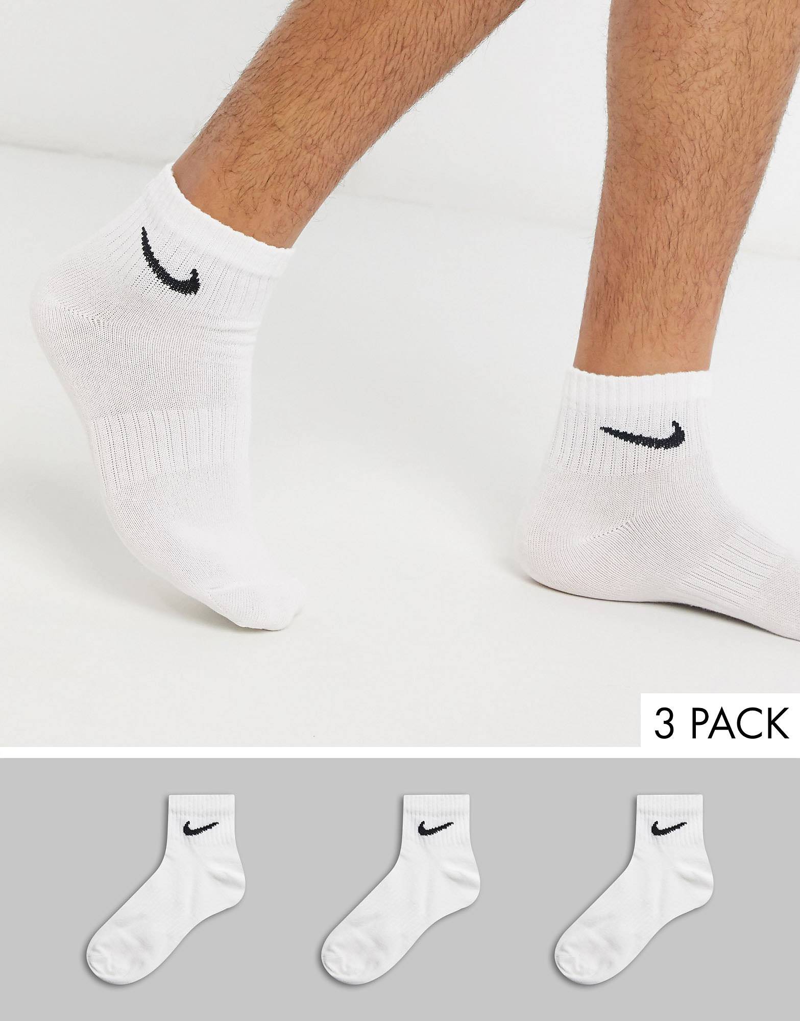 Комплект из 3 белых носков унисекс до щиколотки Nike Training