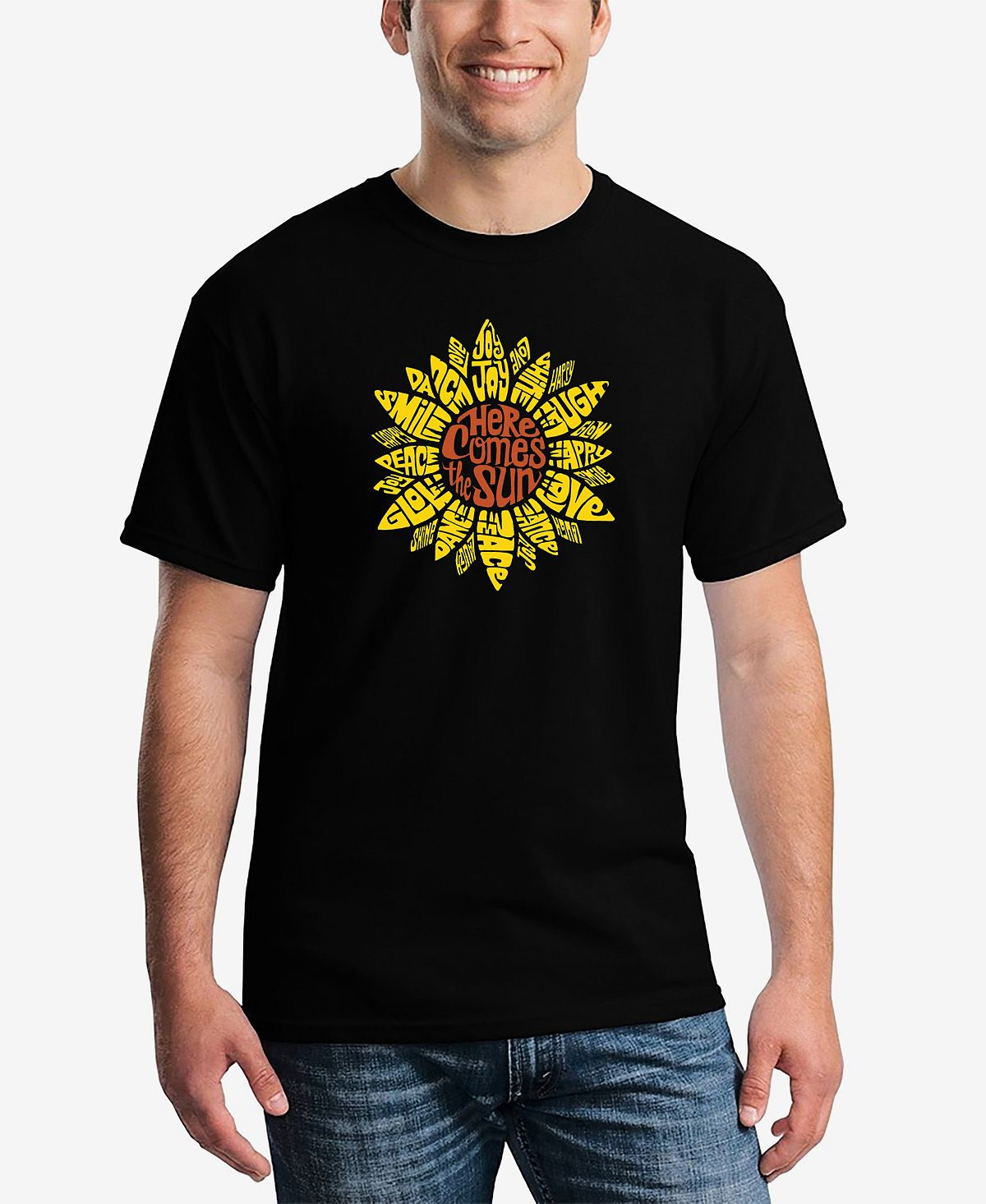 

Мужская футболка с короткими рукавами и надписью sunflower word art LA Pop Art, черный