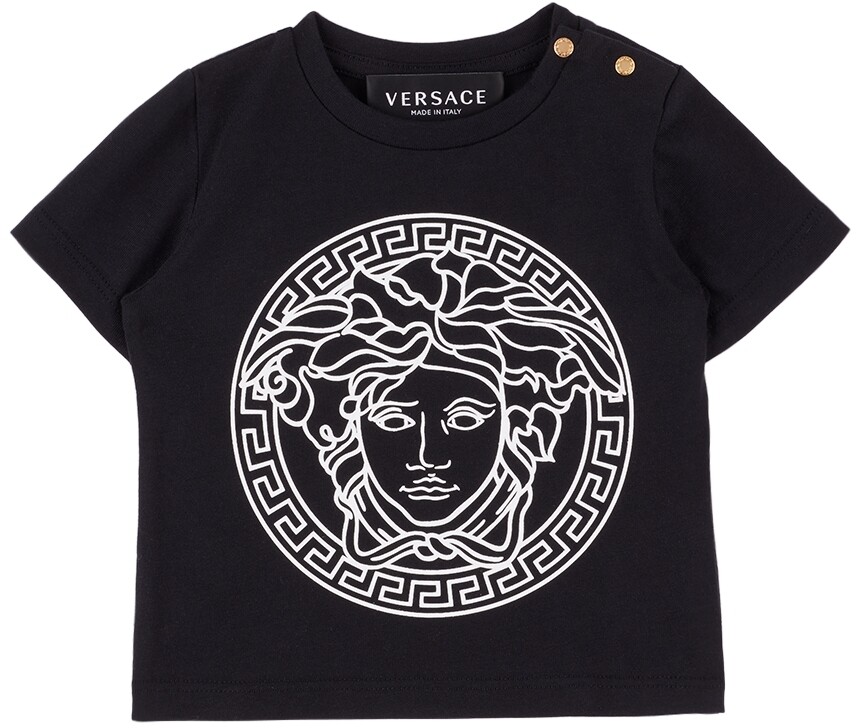

Черная футболка с изображением медузы для малышей Versace