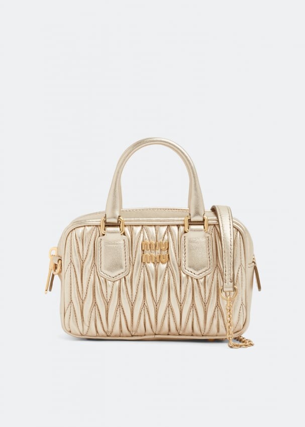 

Сумка MIU MIU Matelassé top handle mini bag, золотой