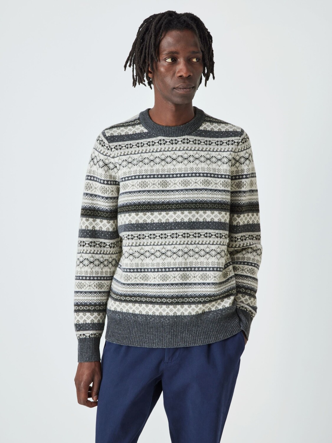 

Джемпер John Lewis Fair Isle из смесовой овечьей шерсти серого меланжевого цвета, Серый