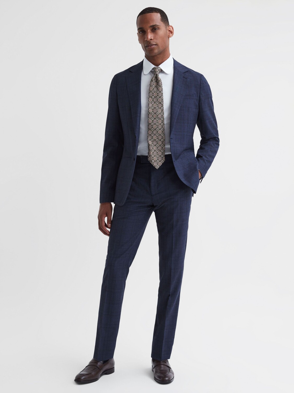 

Reiss City Брюки из смесовой шерсти в клетку, цвет индиго