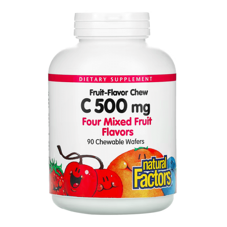 Витамин C Natural Factors 500 мг, 90 таблеток natural factors жевательный витамин c со вкусом фруктов пикантный апельсин 500 мг 90 жевательных вафель