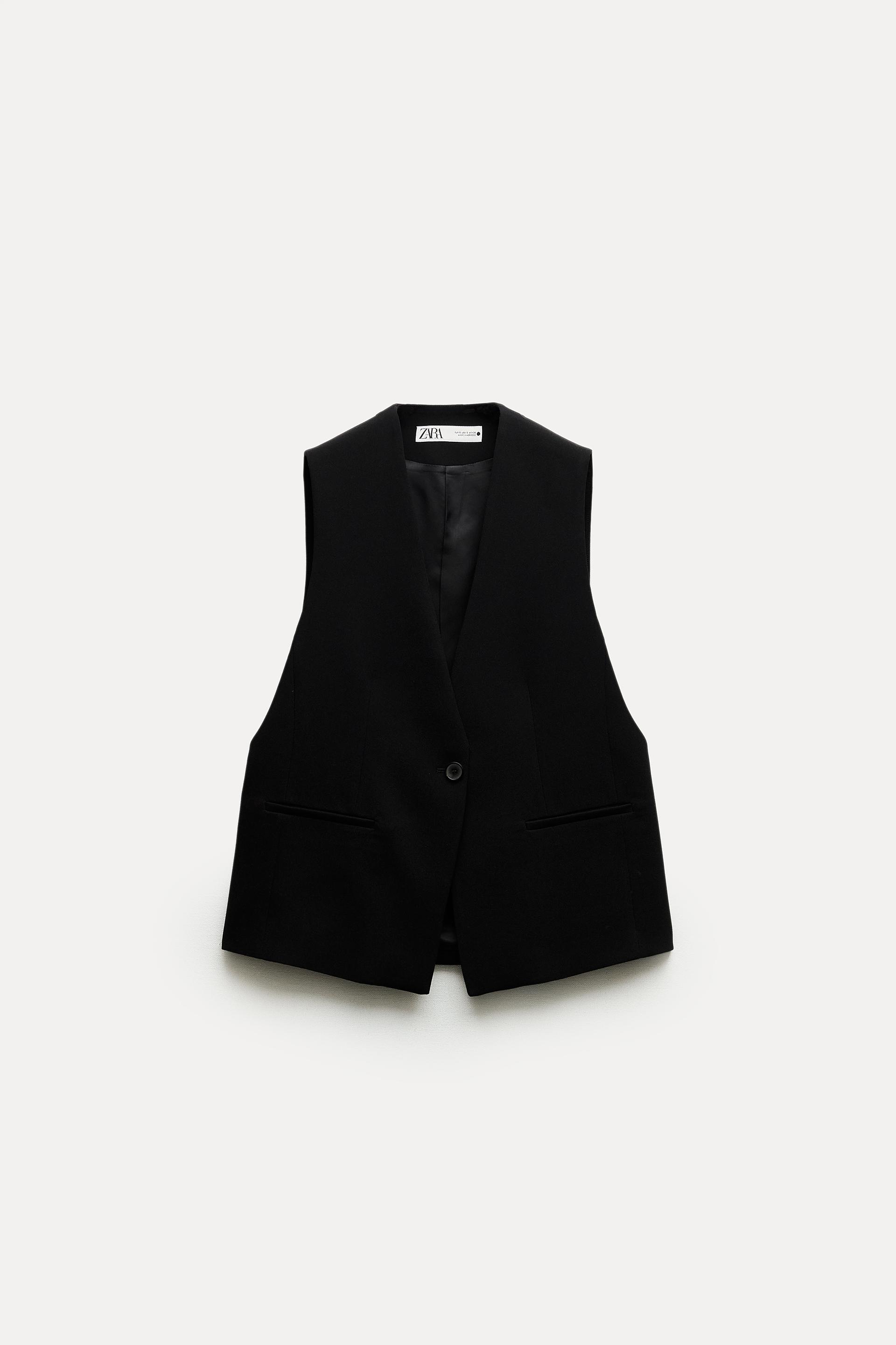 Жилет Zara ZW Collection With Vents, черный блуза zara with side vents зеленый