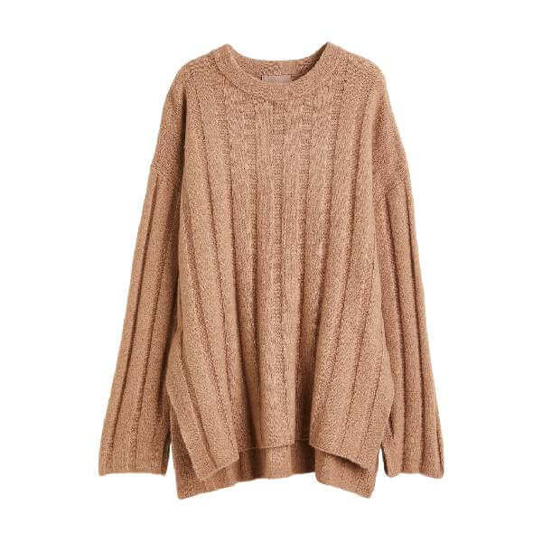 Свитер H&M Oversized Rib-knit, бежевый - фото