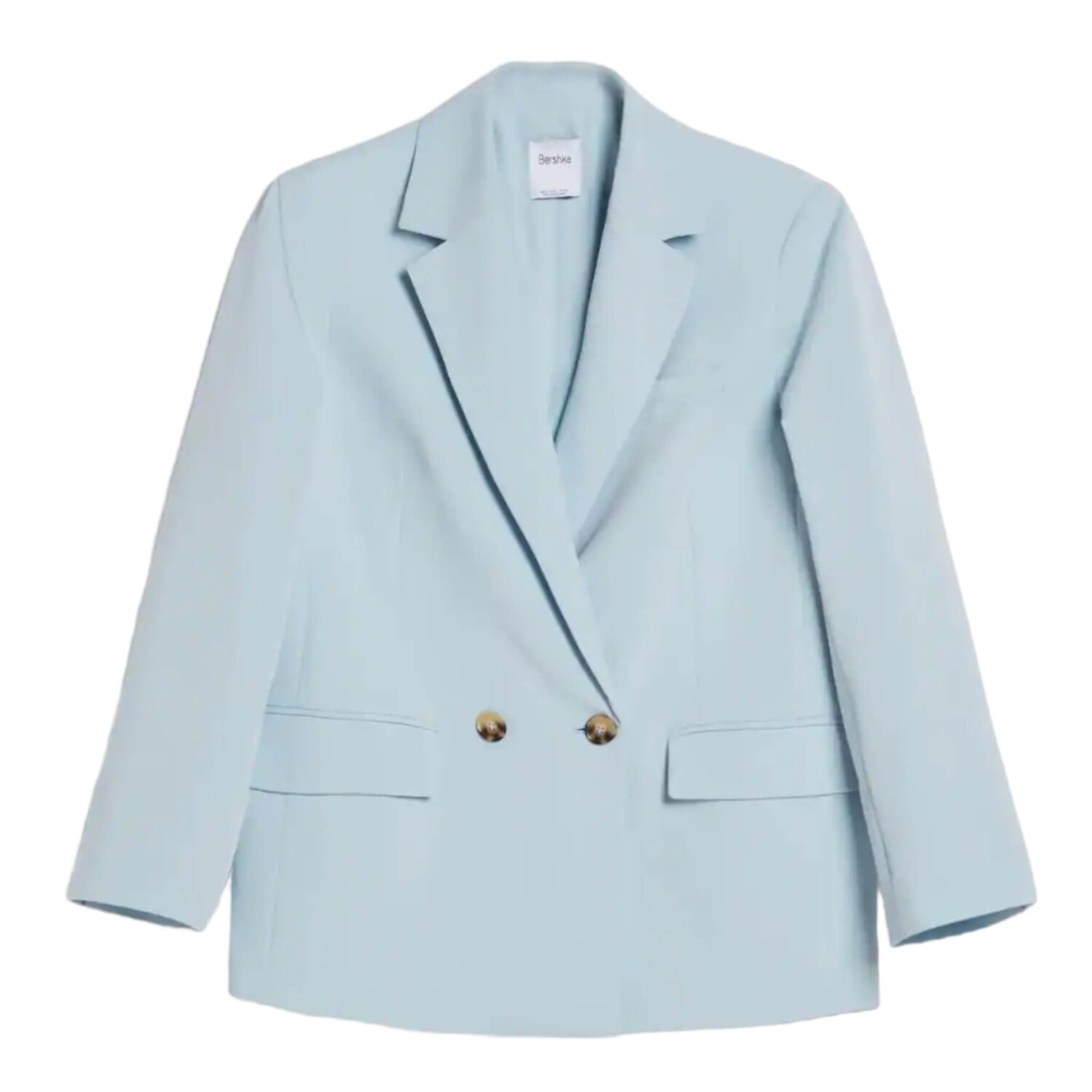 

Пиджак Bershka Regular-Fit Tailored Feminine-Cut Double-Breasted, голубой