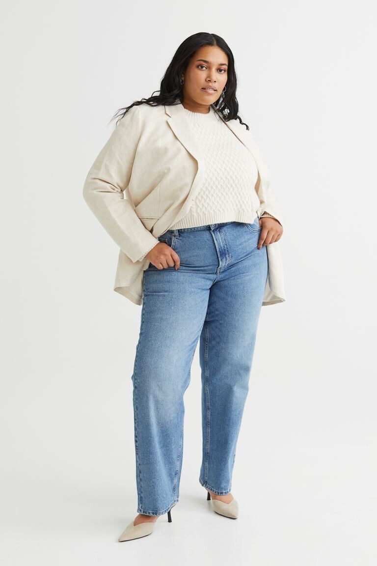 

Высокие прямые джинсы H&M+ в стиле 90-х, синий деним