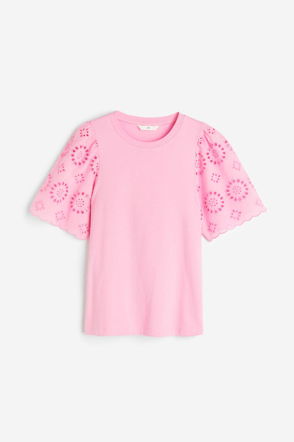 

Футболка H&M Eyelet Embroidery, розовый