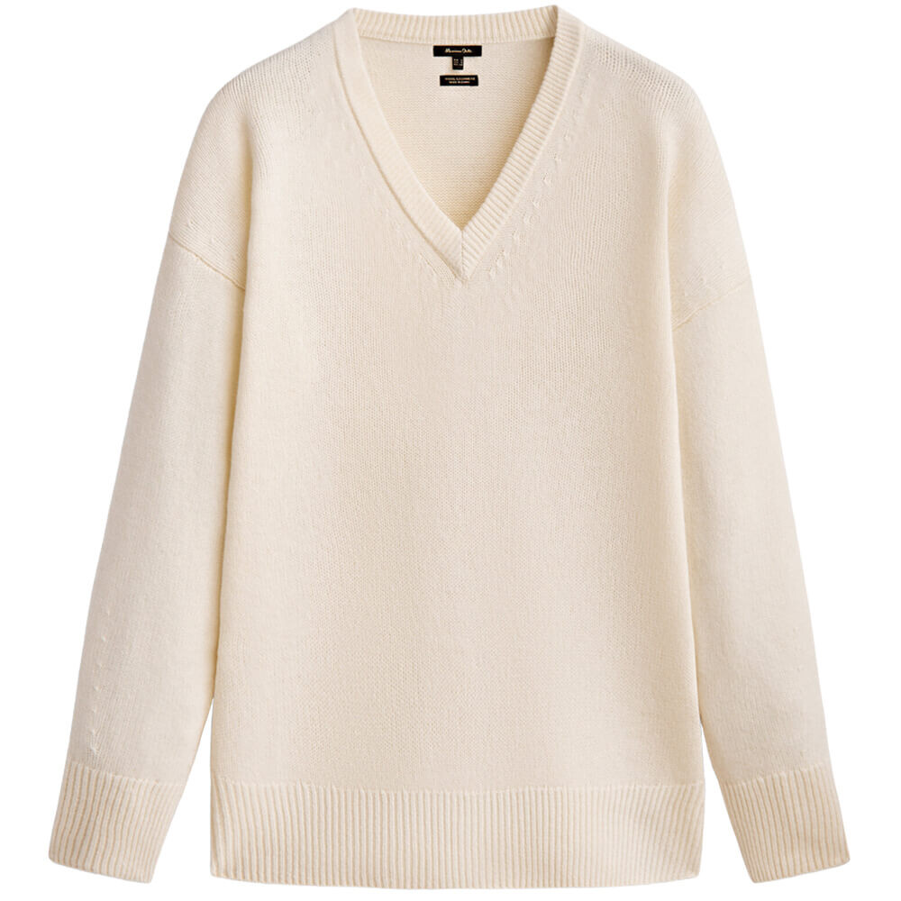 

Свитер Massimo Dutti V-neck Cape, кремовый