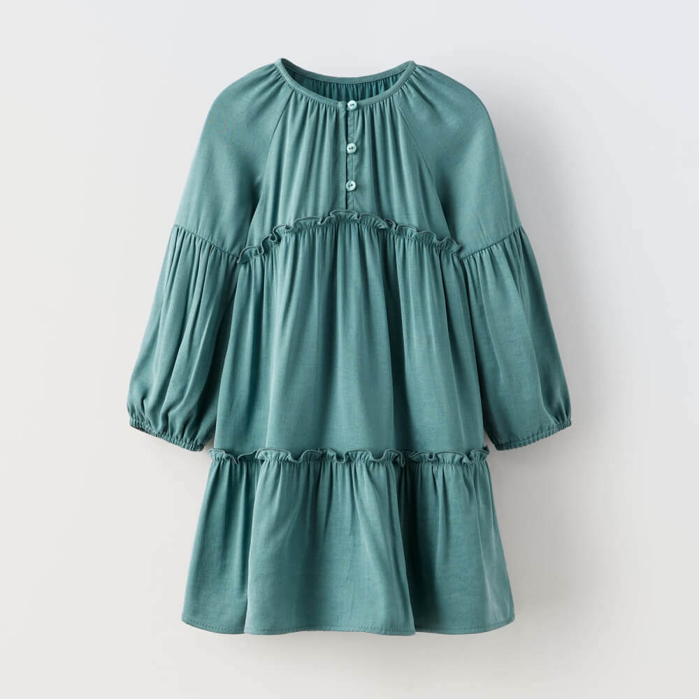Платье для девочек Zara Loose-fitting Button-up, морской волны рубашка zara loose fitting кремовый