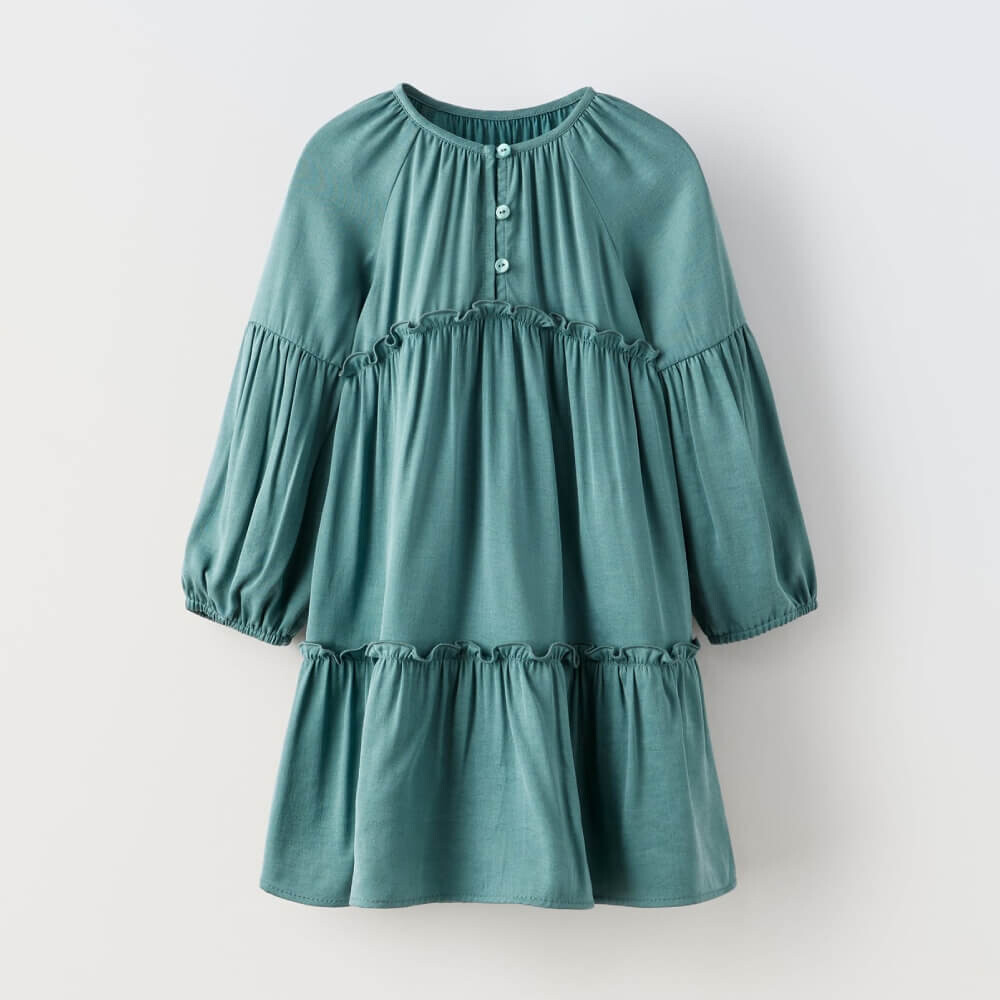 

Платье для девочек Zara Loose-fitting Button-up, морской волны