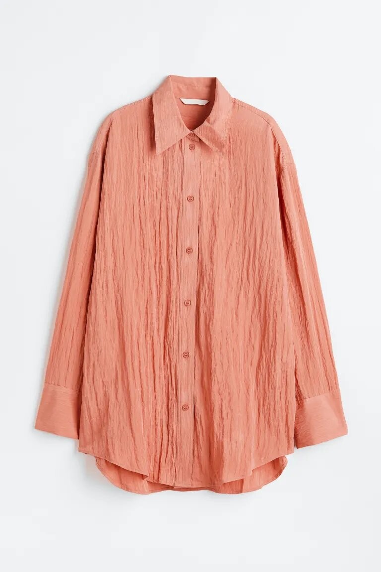 

Рубашка H&M in crinkled chiffon, светло-красный