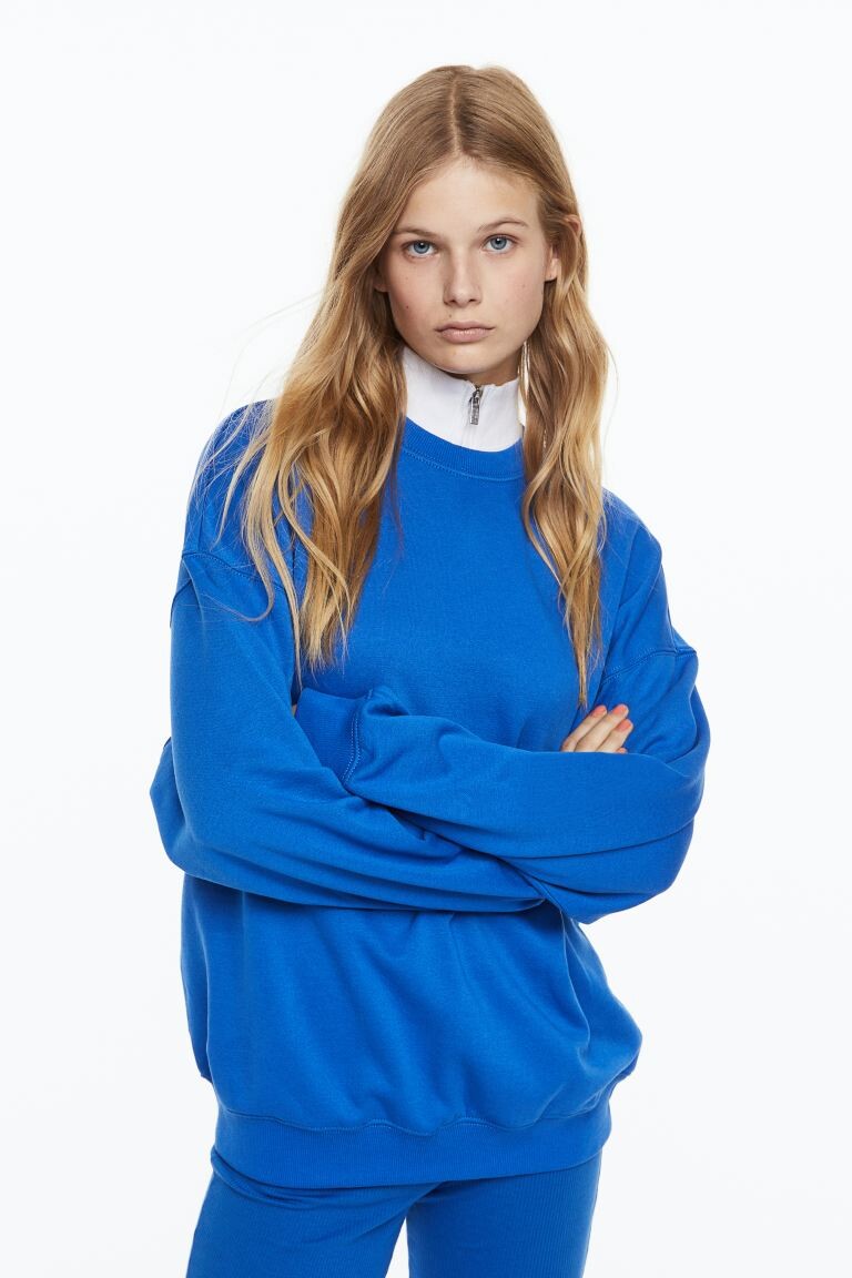 

Толстовка оверсайз H&M, ярко-голубой