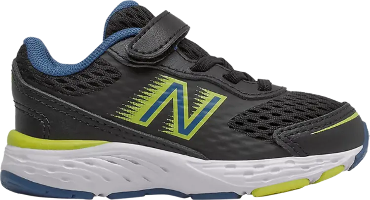 

Кроссовки New Balance 680v6 Bungee Toddler Wide 'Black Oxygen Blue Yellow', черный