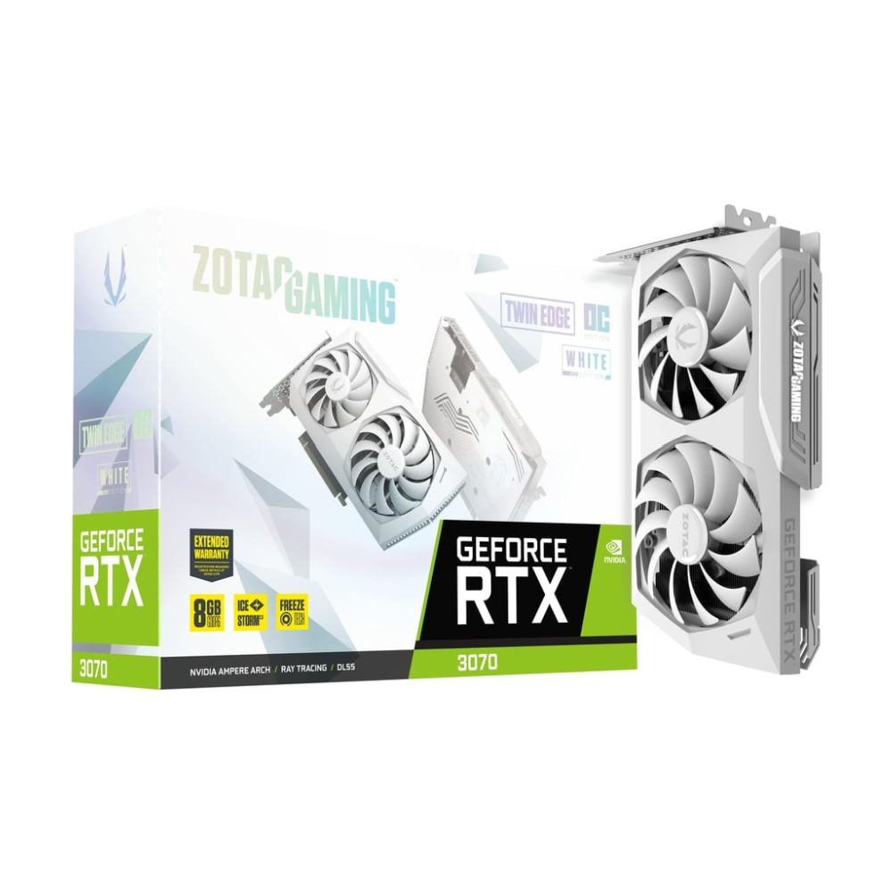 Видеокарта ZOTAC GeForce RTX 3070 Twin Edge OC White Edition, 8 ГБ, белый new cf1010u12s cf9015h12s 4pin gpu fan，for zotac rtx 3070 twin edge，rtx 3060 twin edge oc，rtx 3060ti 8gd6 ha graphics card fan
