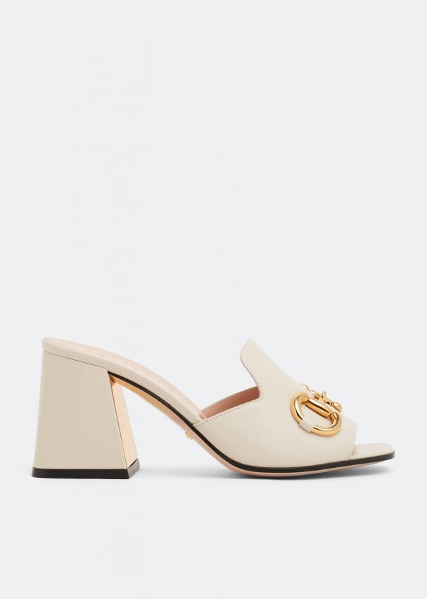 

Сандалии GUCCI Horsebit slide sandals, белый