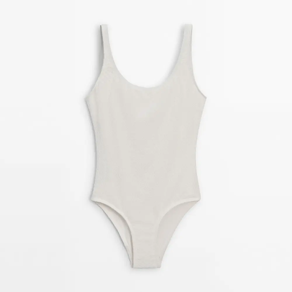 

Купальник Massimo Dutti Plain Textured, кремовый