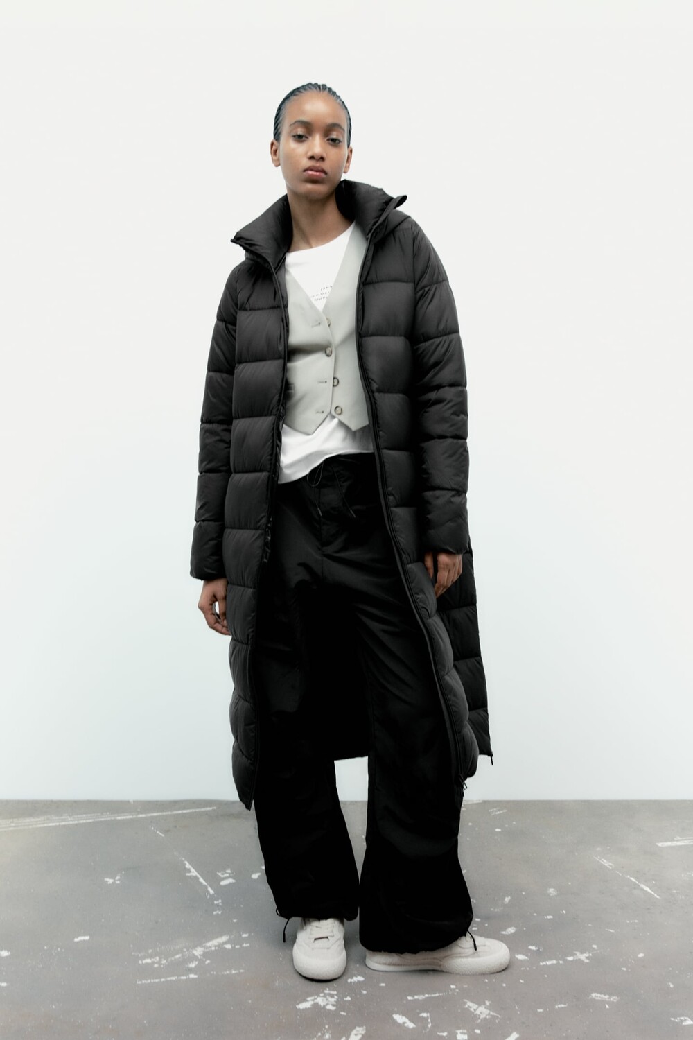 

Пуховое пальто packaway ZARA, черный