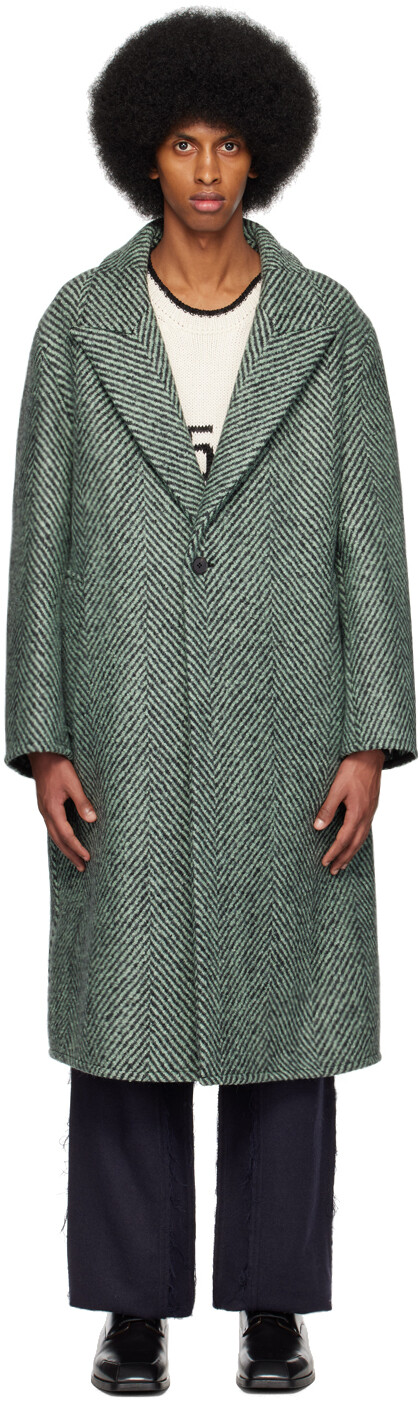 

Сине-черное однобортное пальто Jil Sander, Черный