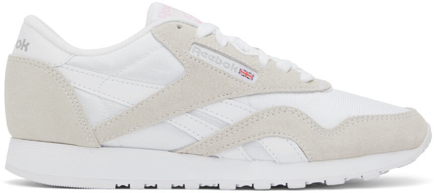 

Бело-серые классические нейлоновые кроссовки Reebok Classics