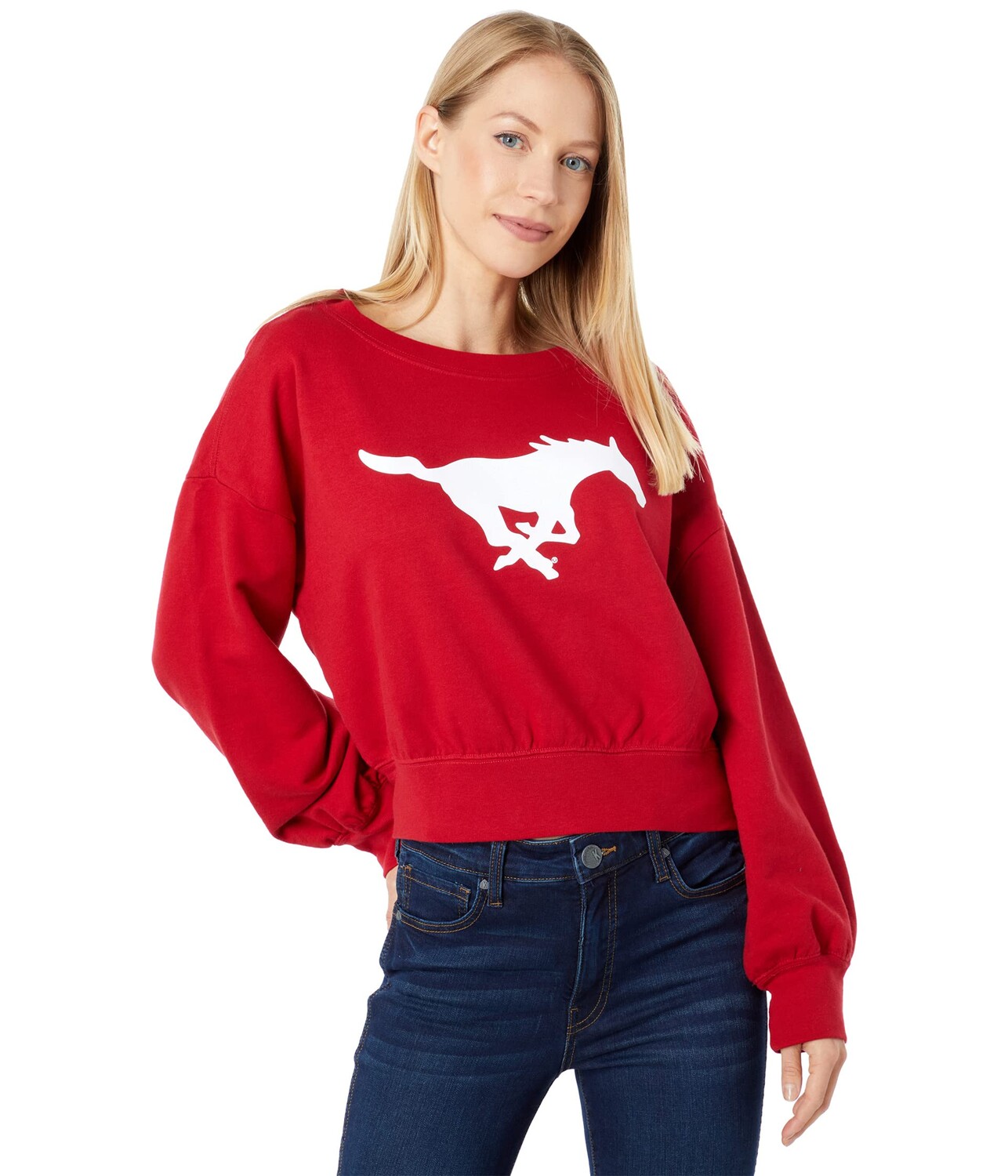 

Пуловер Lauren James, SMU Mustangs Cropped Crew Neck Sweatshirt