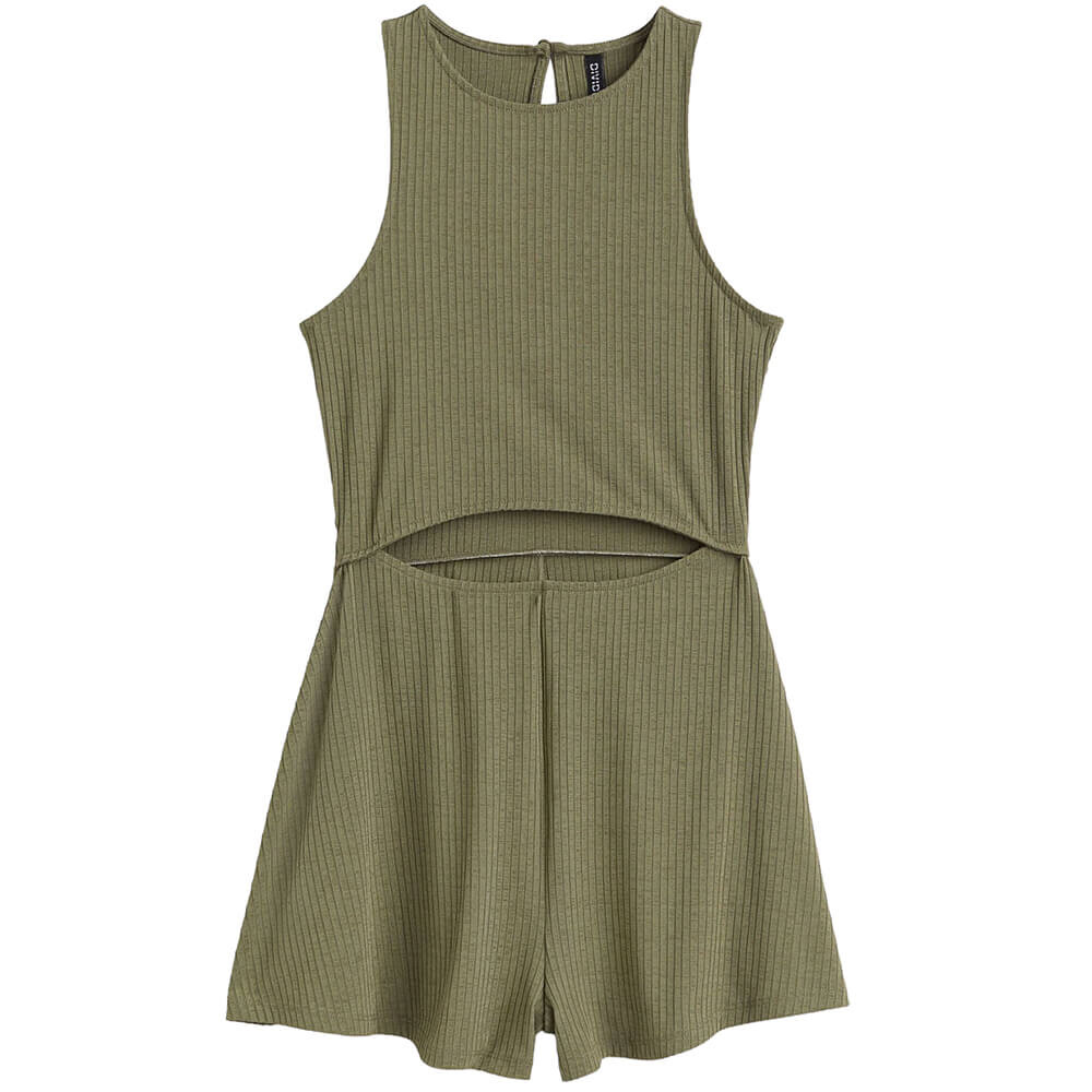 

Комбинезон H&M Ribbed Romper with Cut-out, хаки