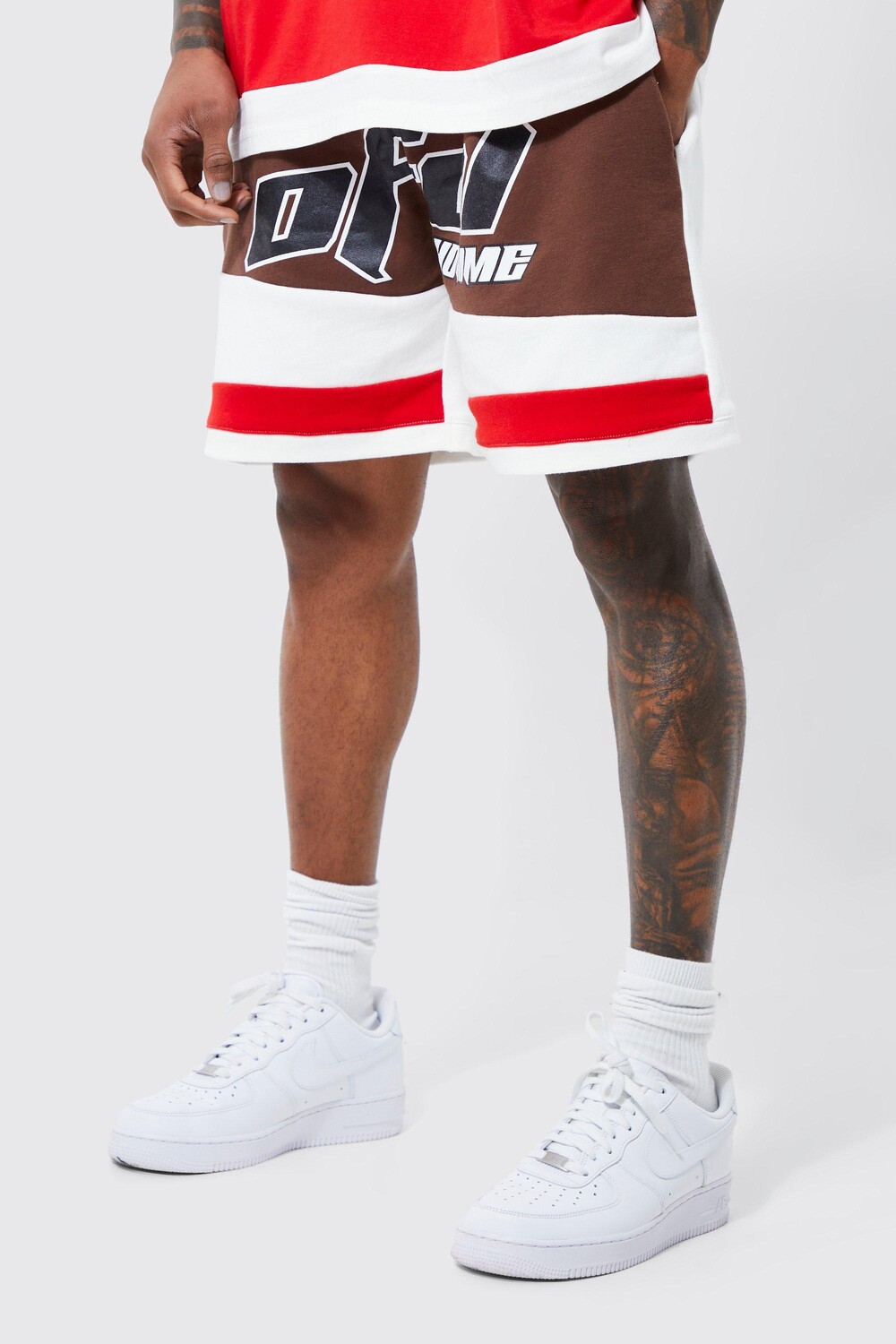 

Мотошорты basket ball fit color block Boohoo, экру