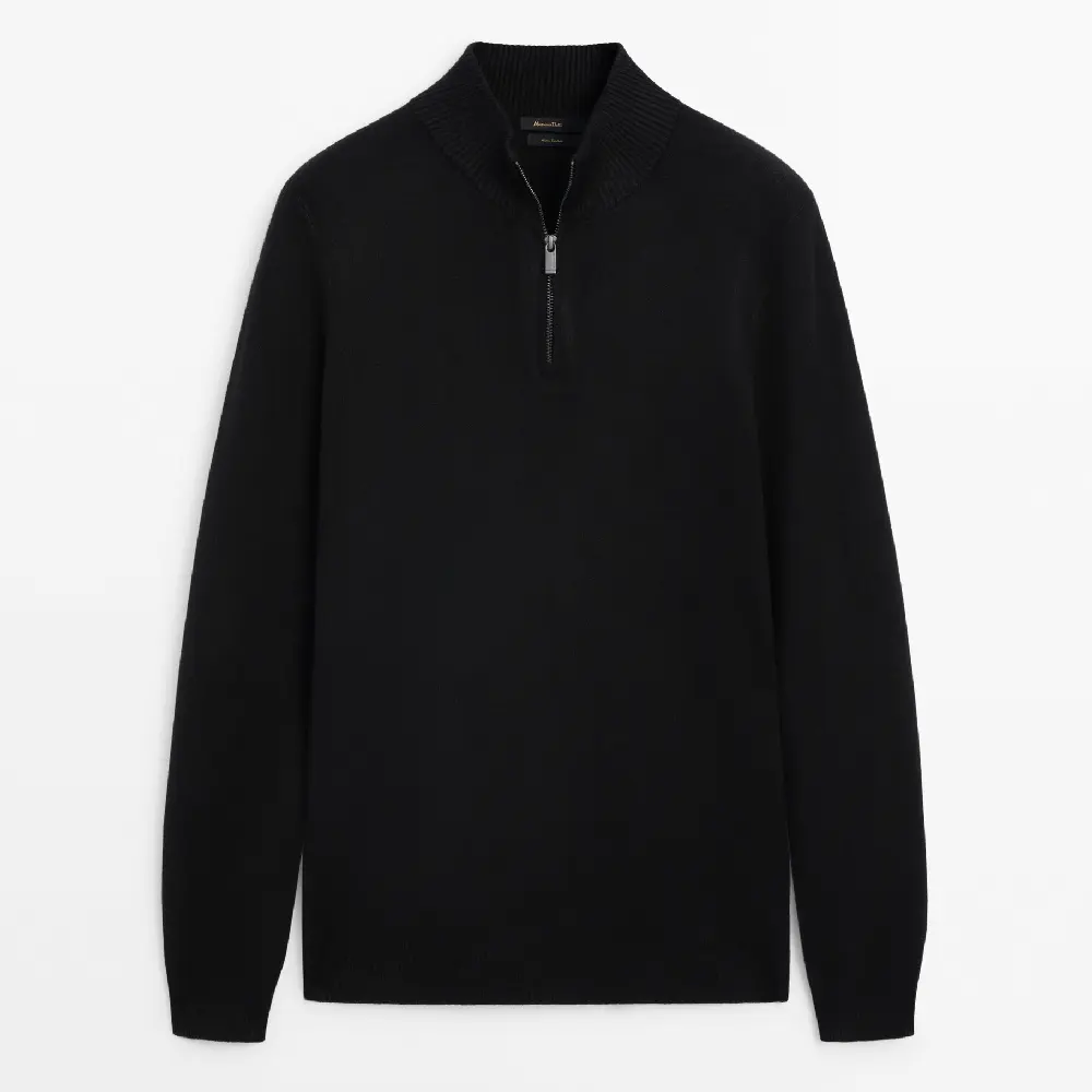 Свитер Massimo Dutti Mock Neck Knit With A Zip, черный свитер massimo dutti mock neck knit zip кремовый