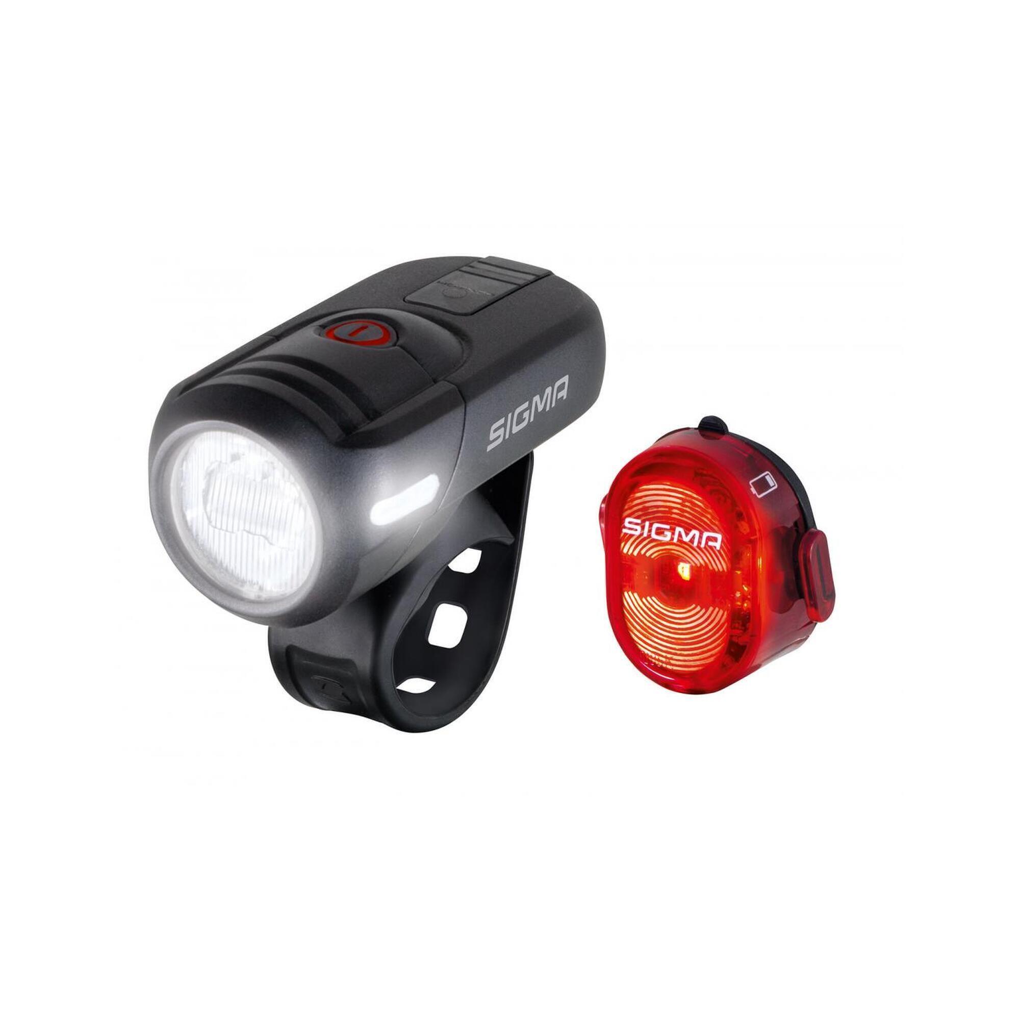 Велосипедный фонарь Sigma Sport Aura 45 USB & Nugget II, черный/красный/красный