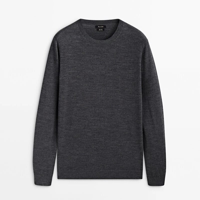 

Свитер Massimo Dutti Crew Neck, темно-серый