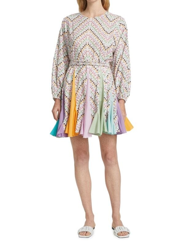 

Платье с поясом и принтом ella daisy RHODE Embroidered