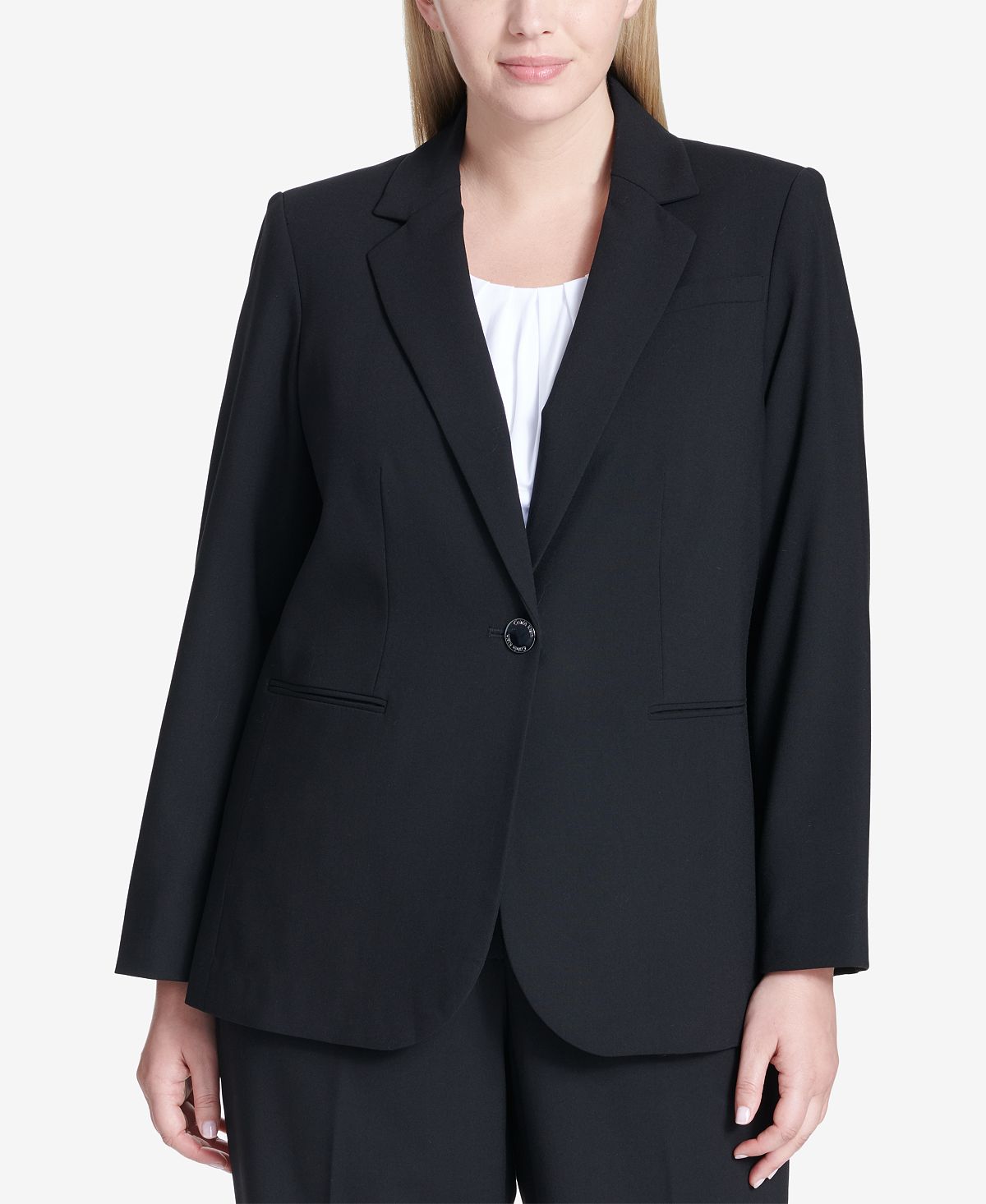 Пиджак больших размеров на одной пуговице Calvin Klein, черный женский пиджак lux на одной пуговице calvin klein цвет charcoal