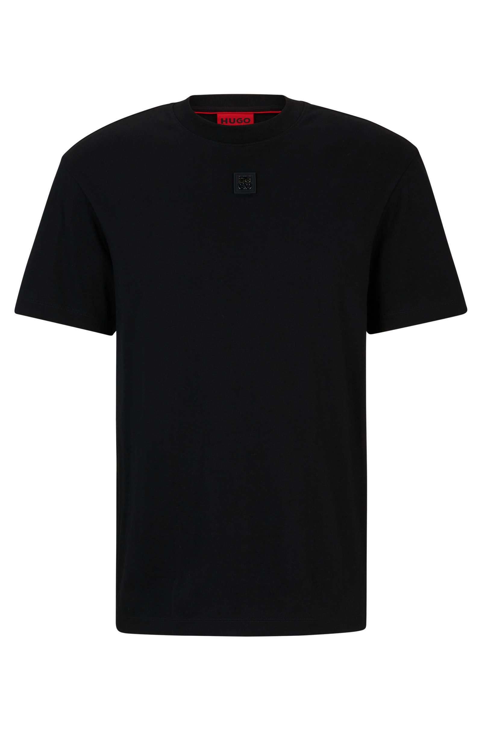 Футболка Boss Interlock-cotton Regular-fit With Stacked Logo, черный футболка hugo pima cotton regular fit with contrast logo белый