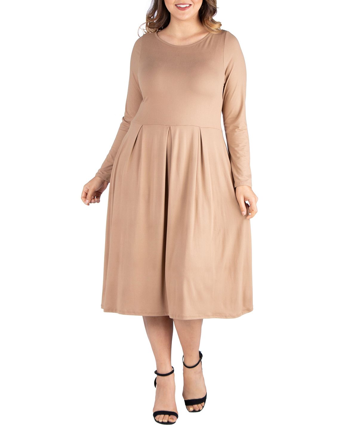 цена Женское облегающее платье миди больших размеров с расклешенной юбкой 24seven Comfort Apparel