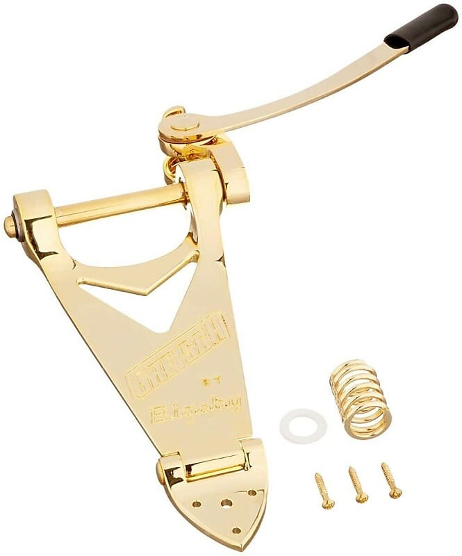 

006-0143-100 Bigsby B6G Gold Vibrato Tremolo Tailpiece Gretsch Guitar Logo Плоская ручка 006-0143-100 Bigsby B6G Gold Vibrato Tremolo Tailpiece, Gretsch Guitar Logo