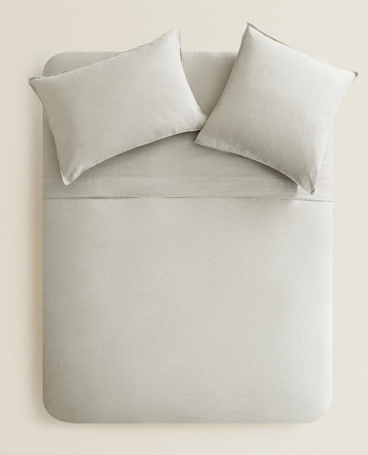 Пододеяльник Zara Home Washed Linen Duvet, 140 г/м², серо-зеленый