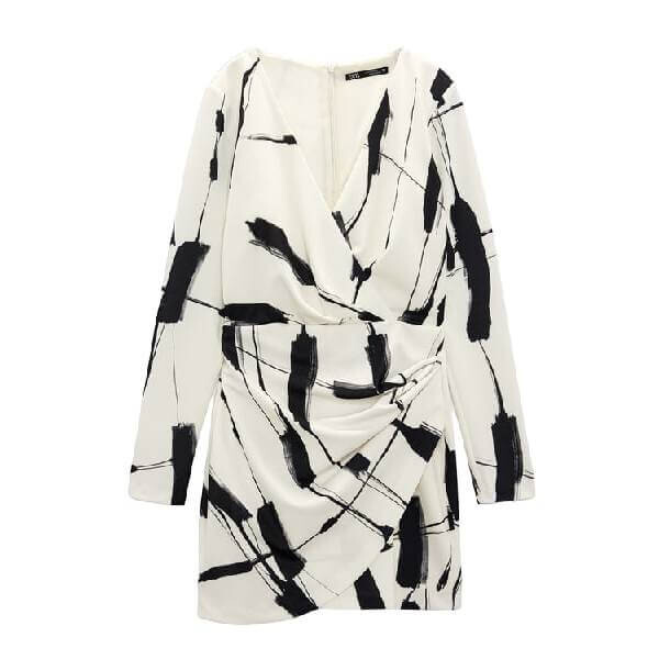 

Платье Zara Printed, черный/белый
