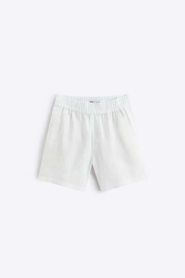 Шорты Zara 100% Linen Bermuda, белый