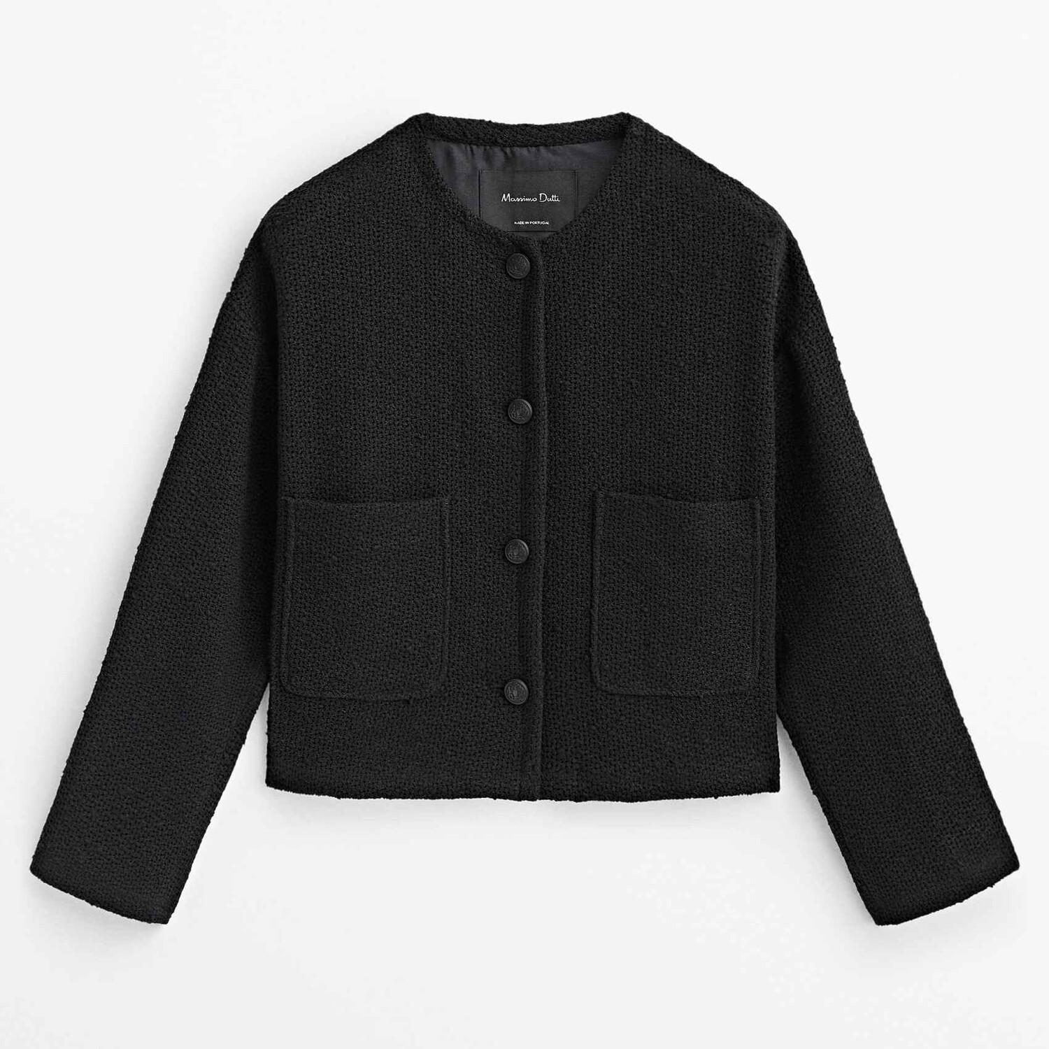 

Жакет Massimo Dutti Cropped Textured, черный