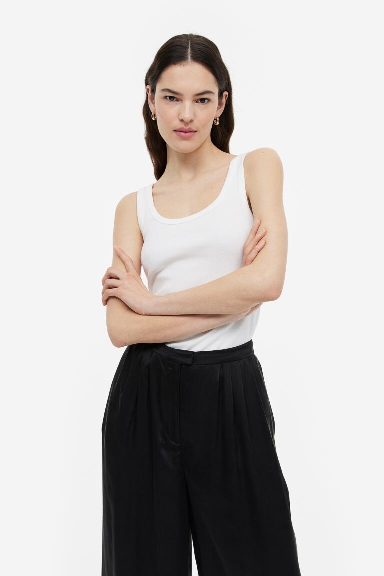 

Хлопковая майка Пима H&M, белый