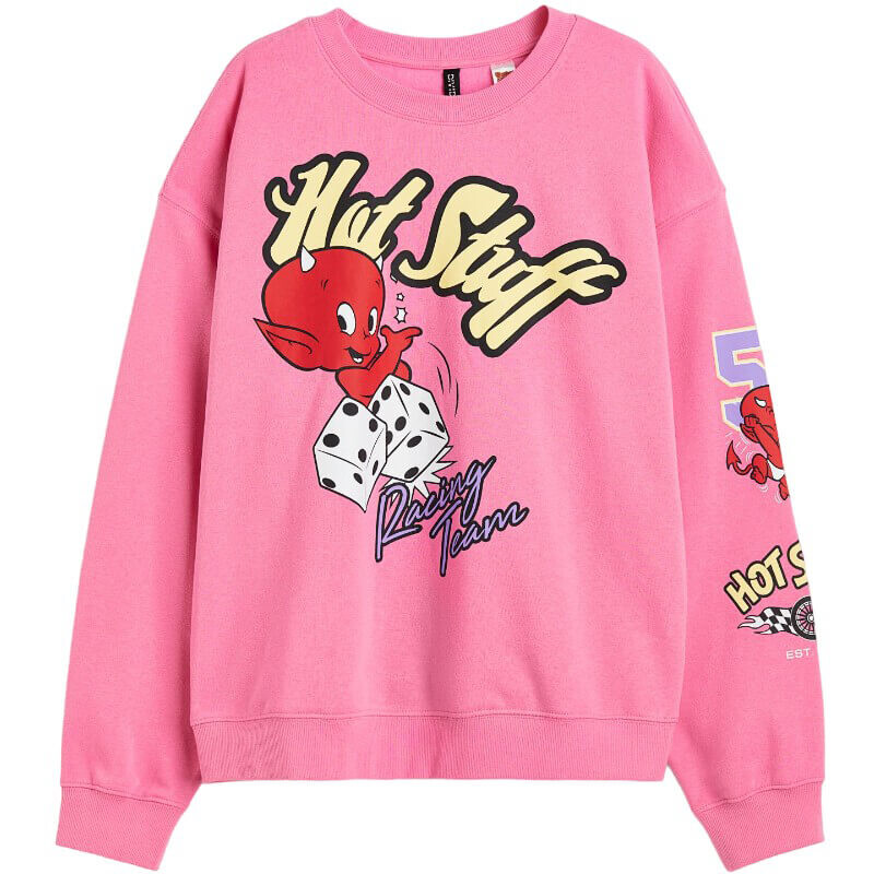 

Свитшот H&M Printed Hot Stuff, розовый
