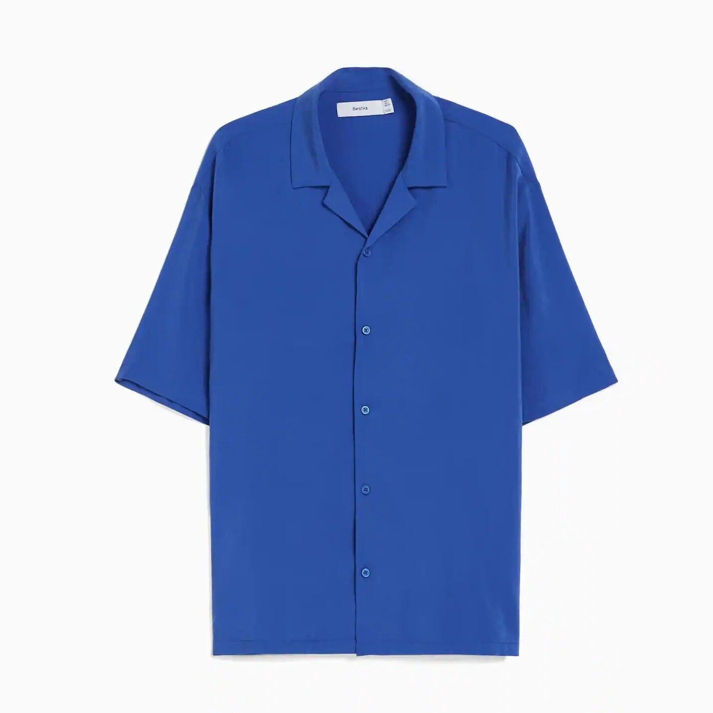 

Рубашка Bershka Loose-fitting Short Sleeve, синий