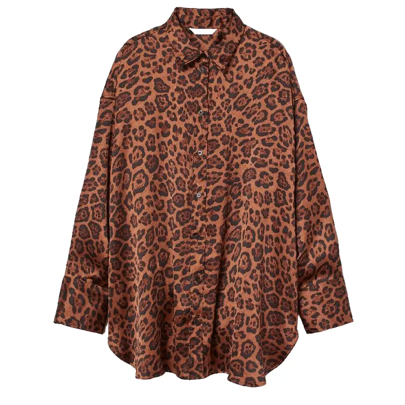 

Блузка H&M Wide-cut, коричневый с животным принтом