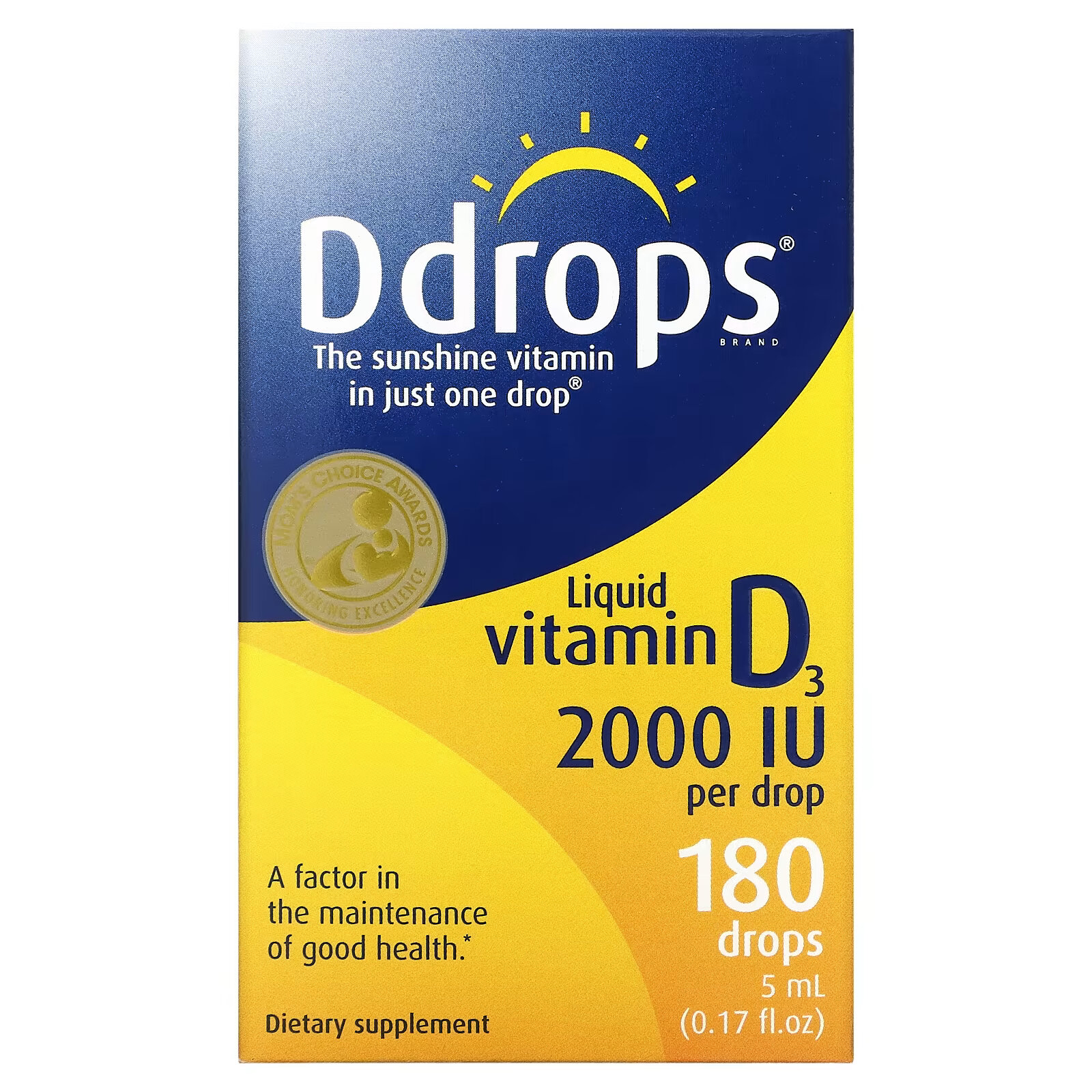 Ddrops, Жидкий витамин D3, 2000 МЕ, 5 мл (0,17 жидкой унции) ddrops жидкий витамин d3 1000 ме 0 17 жидких унций 5 мл