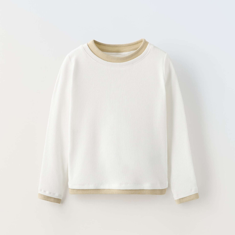 

Лонгслив Zara Double Effect Rib, белый