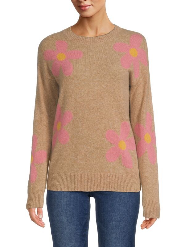 

Кашемировый свитер с круглым вырезом daisy Saks Fifth Avenue Classic beige