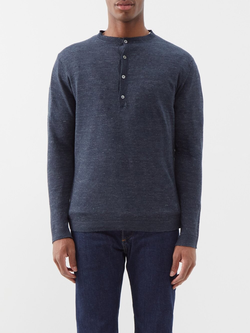 

Топ henley из льняной ткани Thom Sweeney, синий