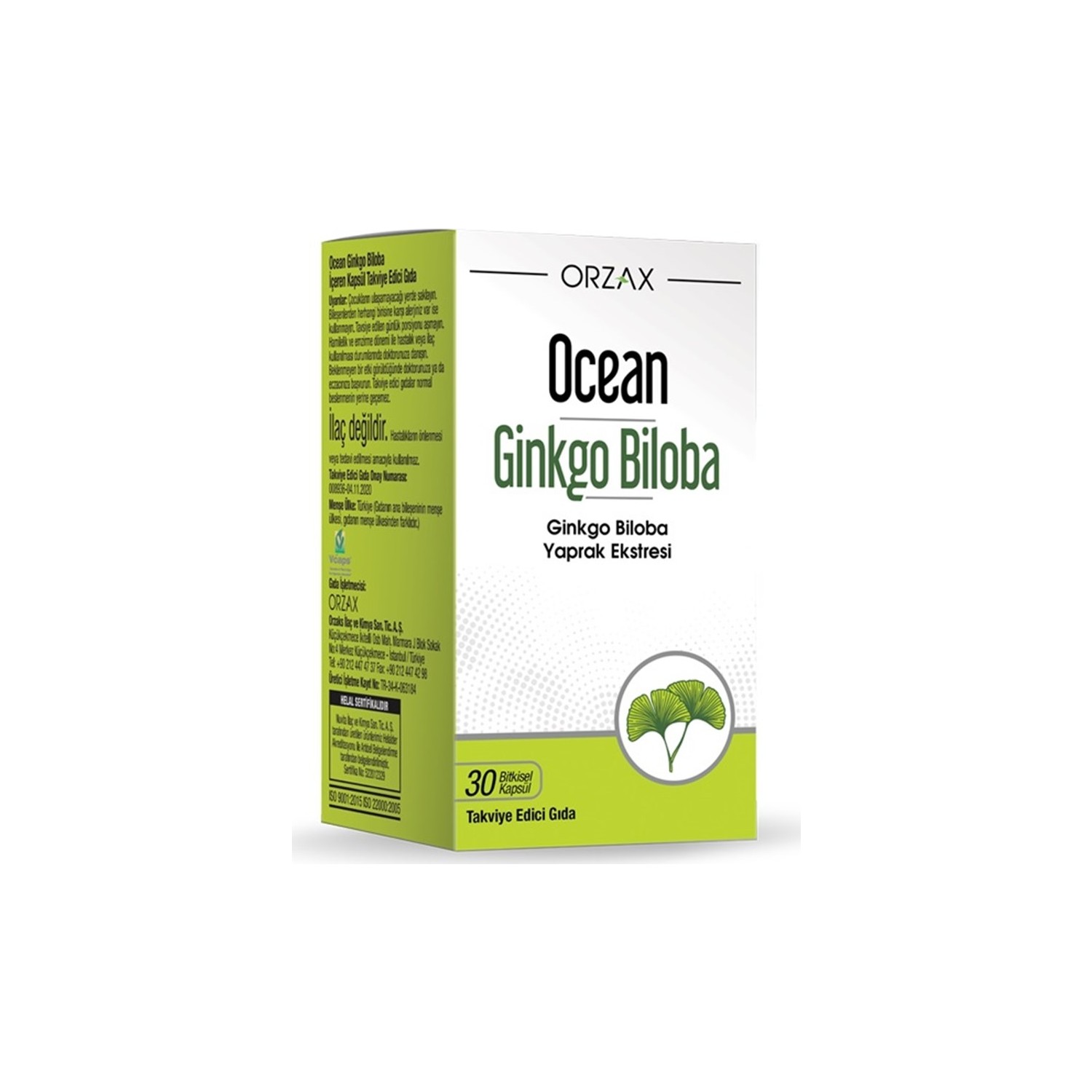 цена Пищевая добавка Orzax Ocean Ginkgo Biloba, 30 капсул