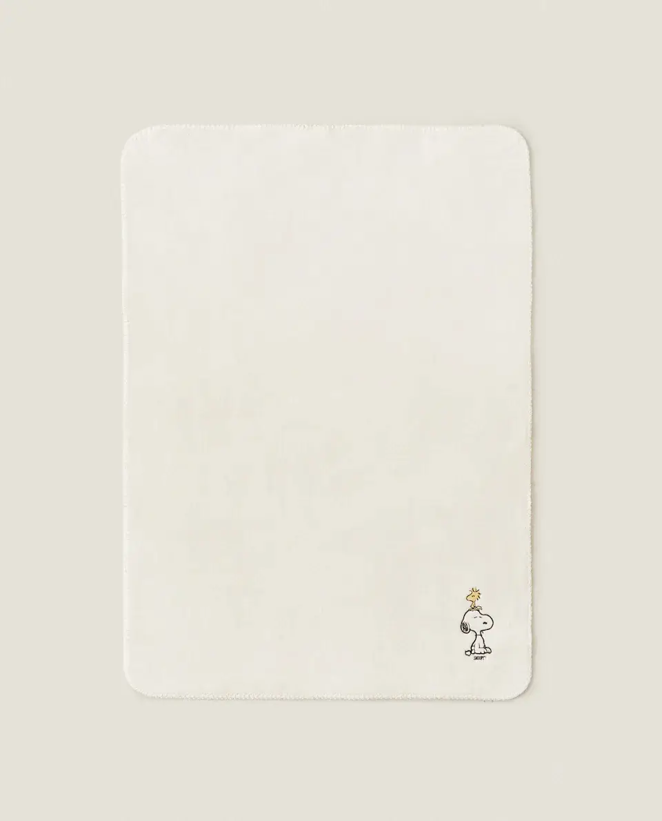 

Детское одеяло с вышивкой Zara Home Peanuts, кремовый