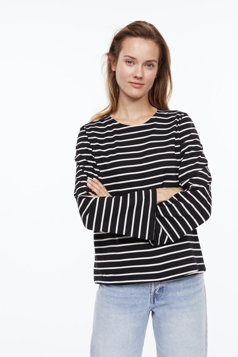 

МАМА Топ для грудного вскармливания H&M, черный/полосатый